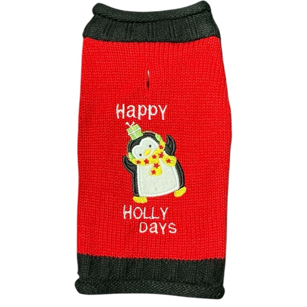 Penguin Knit Holiday Dog Sweater - Picture 2 of 7